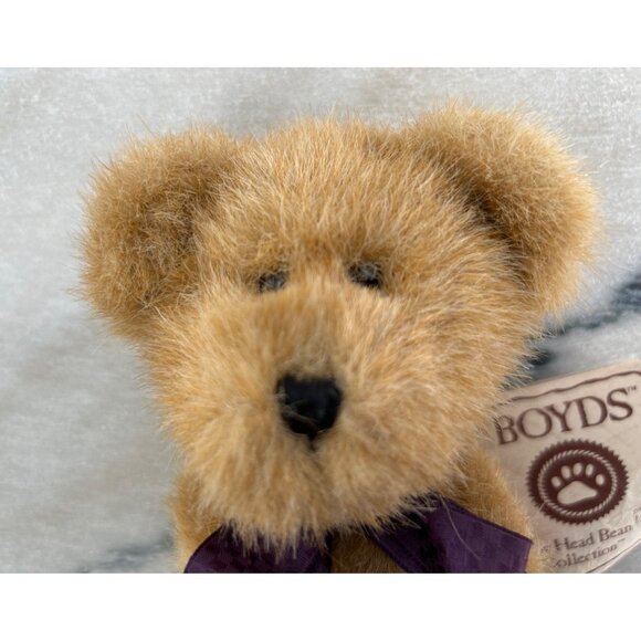 Boyds Plush Teddy Bear With Purple Bow & Floral Accent - Picture 5 of 8